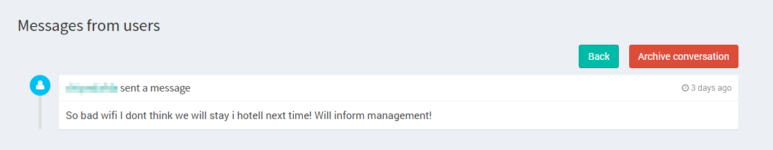 message complaining about WiFi's quality