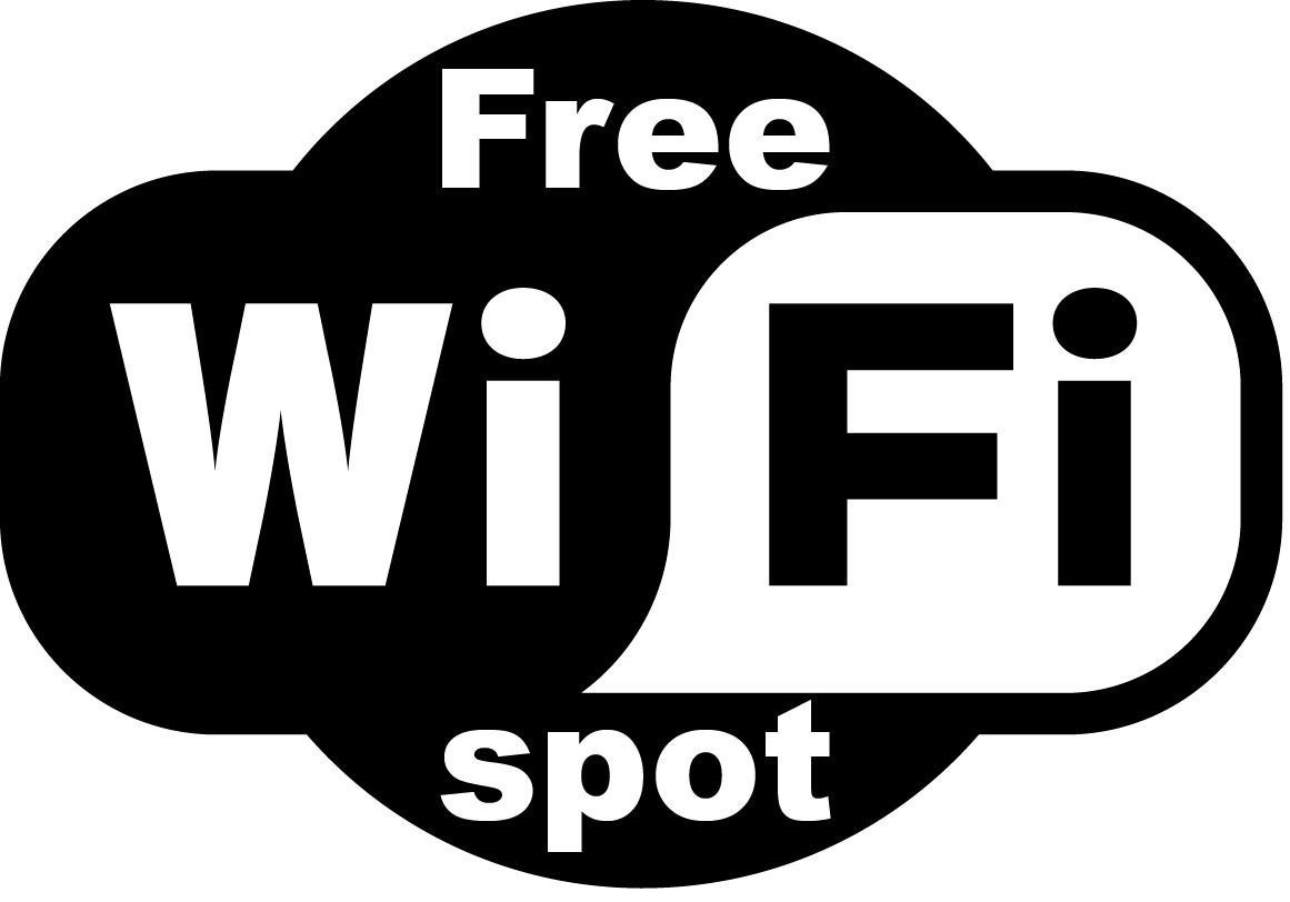 black and white free wifi spot icon