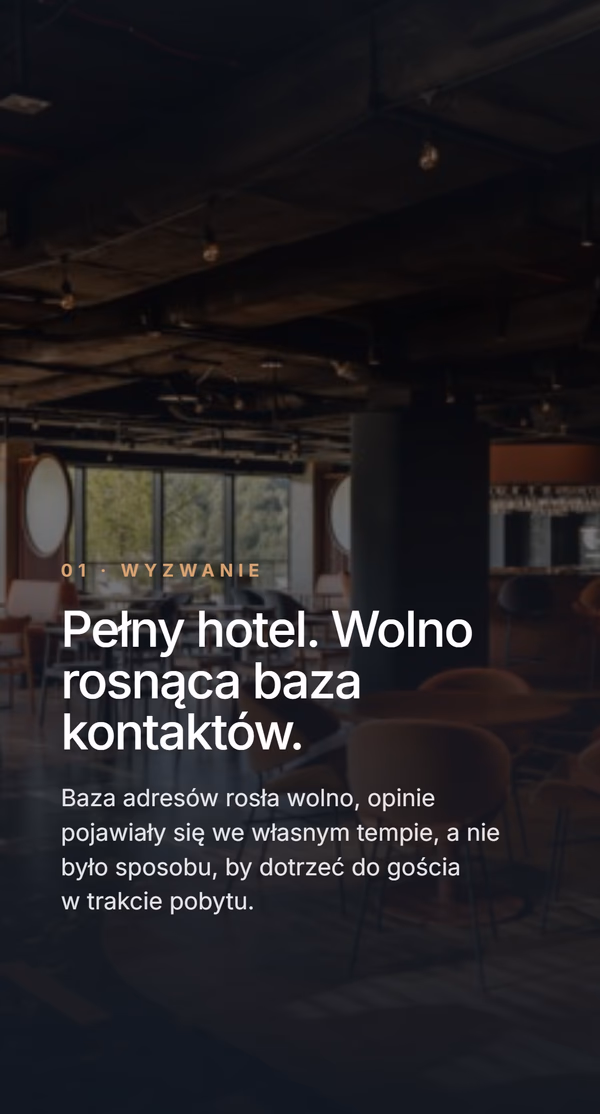 Wyzwanie - wolno rosnąca baza kontaktów hotelu
