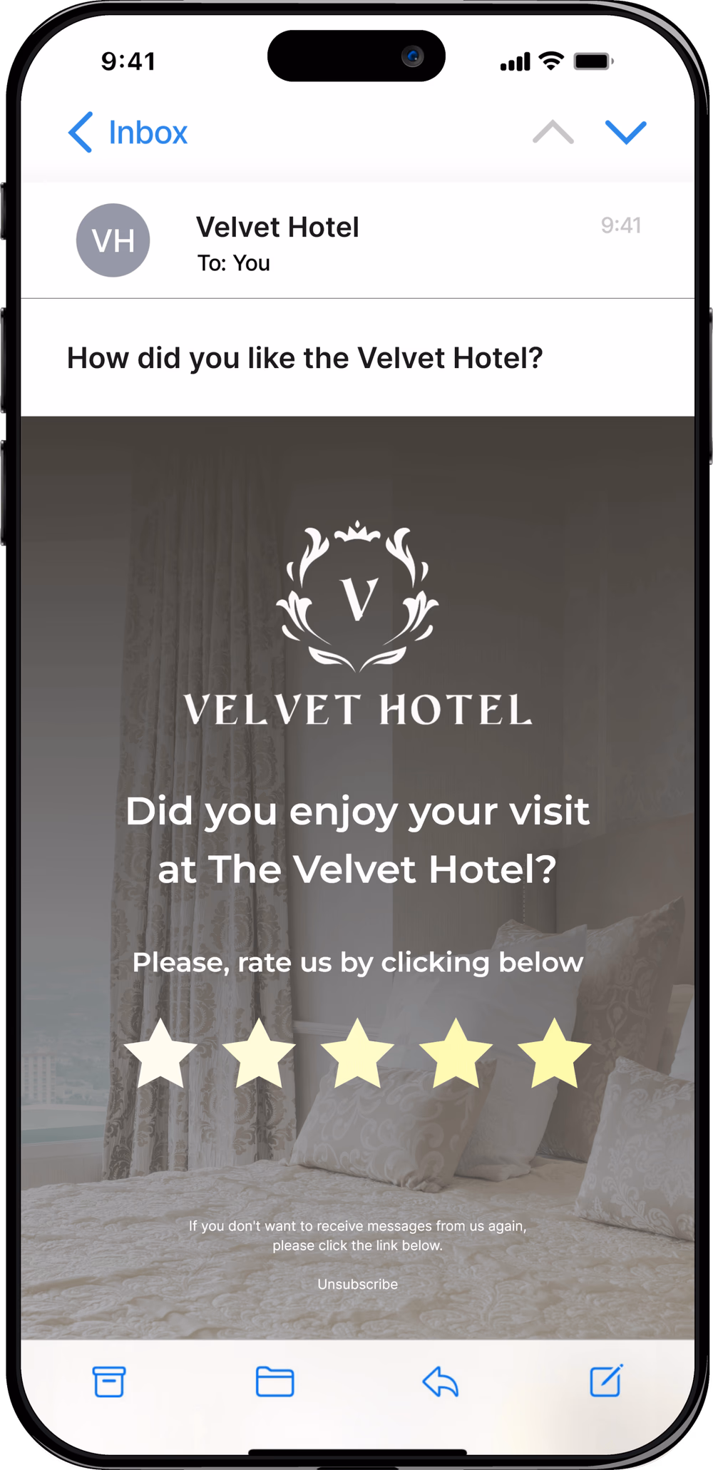 Velvet Hotel Review Email