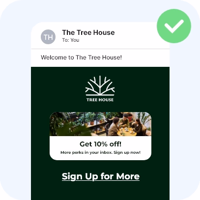 Clean welcome email with one offer and a single sign-up link