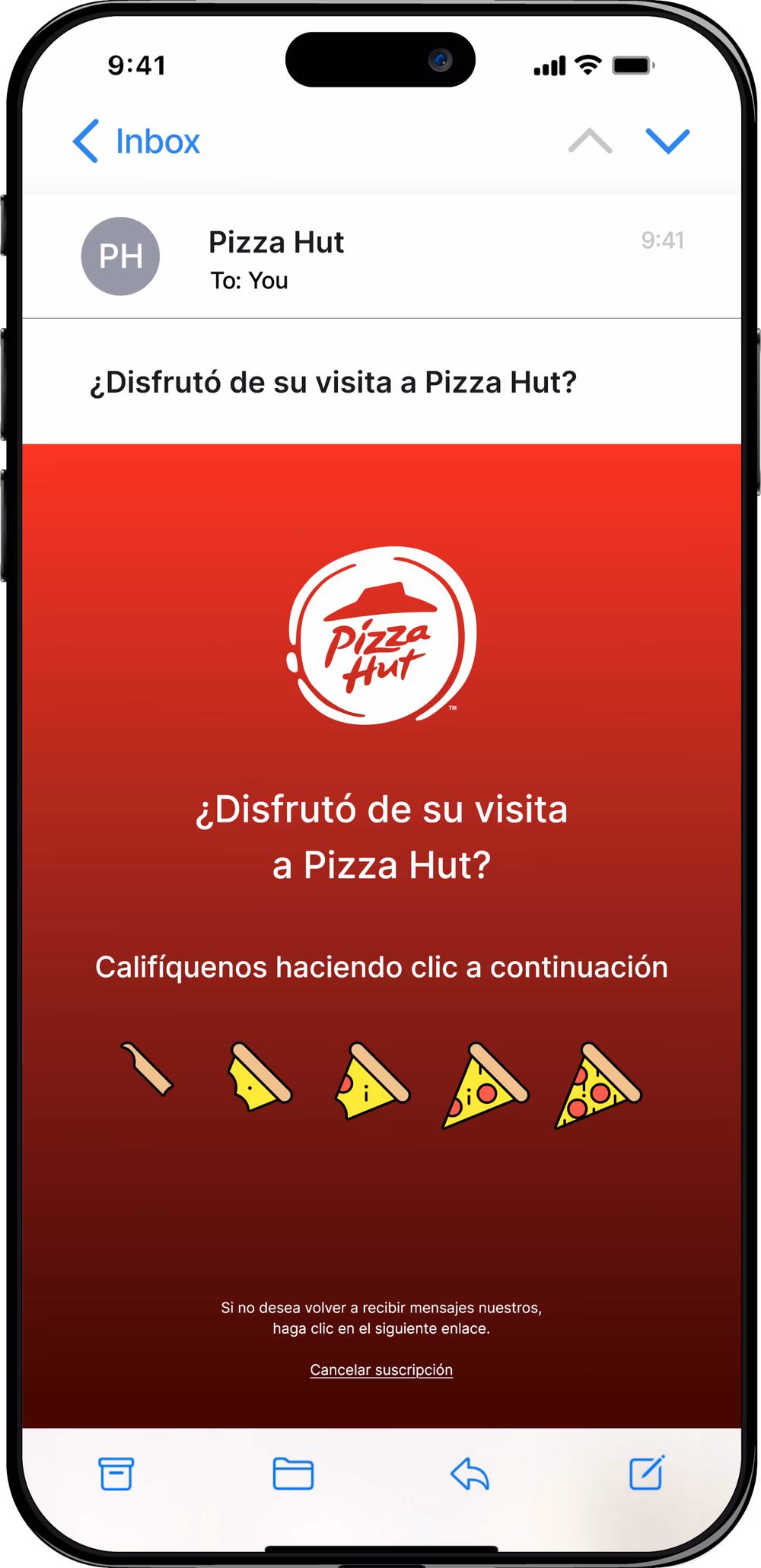 Pizza Hut Review Email