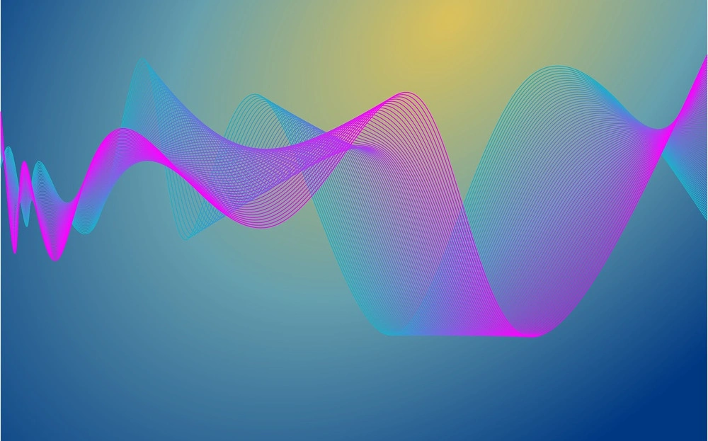 color signal waves on a blue and yellow background