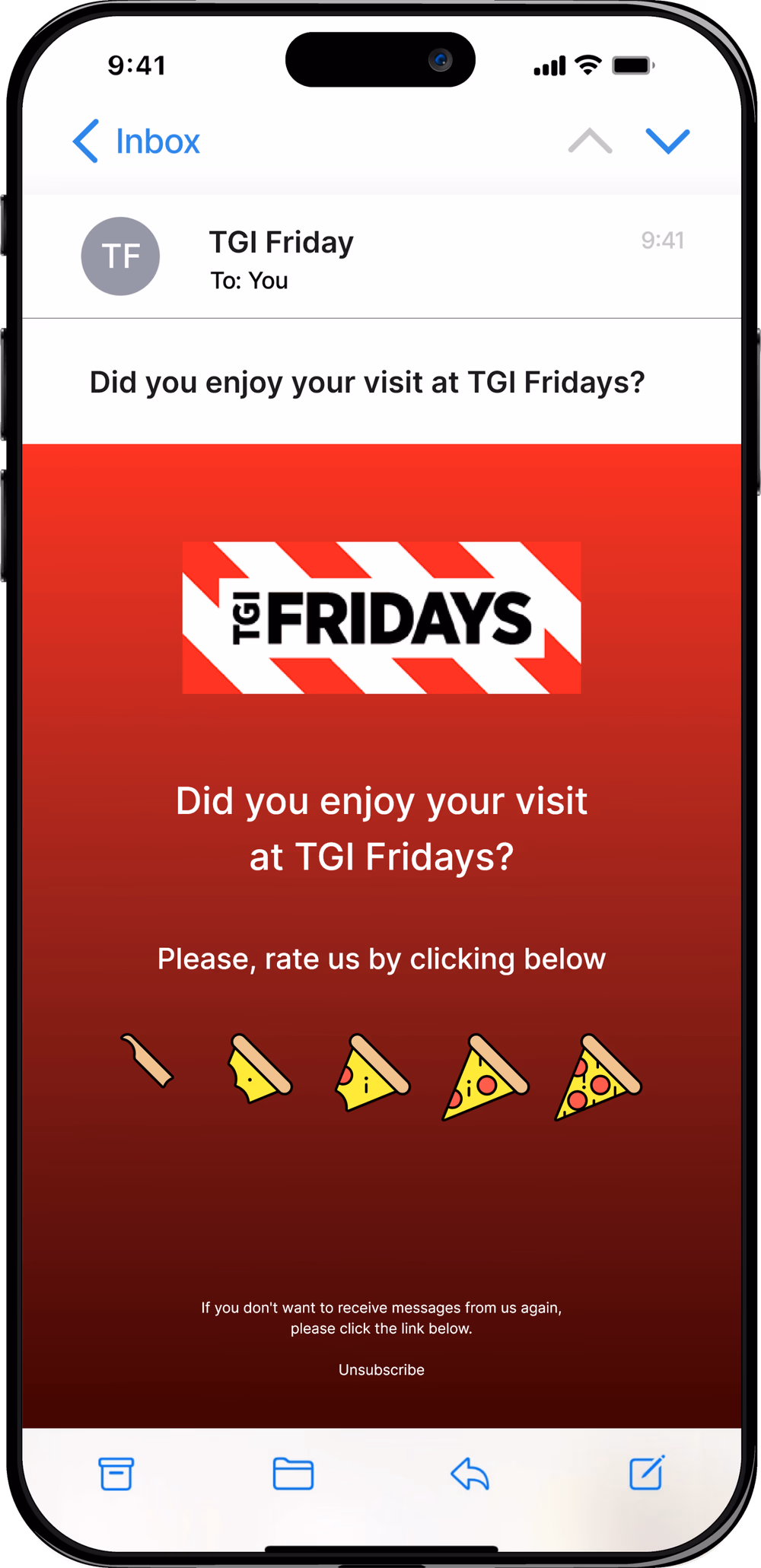 TGI Fridays Review Email