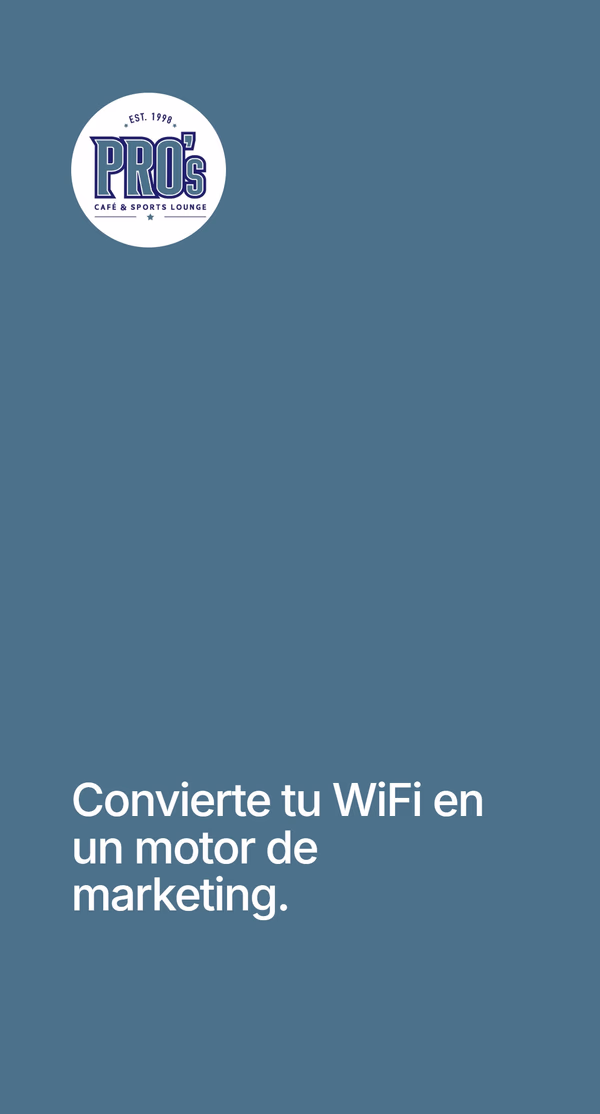 Slide final en fondo turquesa con el logo de Pro's Cafe y el mensaje 'Convierte tu WiFi en un motor de marketing'