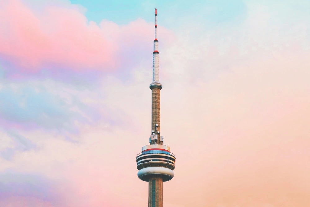 the CN Tower in front of the sky
