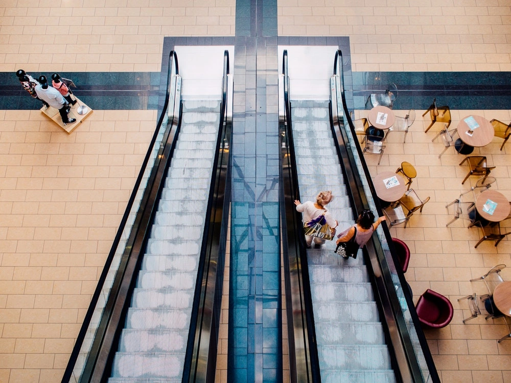 escalator in a shopping center